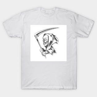 Skull in a Hood with Scythe T-Shirt